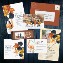 Orange Tiger Lilies, Blue Calla Lilies Wedding