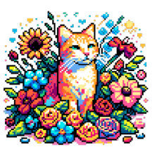 Cute Orange Cats Pixel Art
