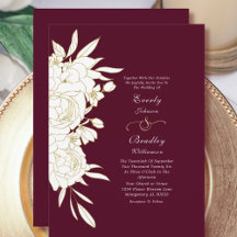 Burgundy Gold White Elegant Fall Winter Wedding 