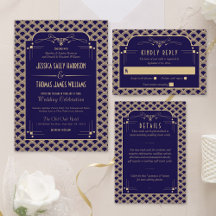 Navy & Gold 1920's Art Deco Gatsby Wedding