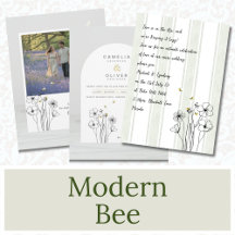 Bee Themed Wedding Invitations - Modern