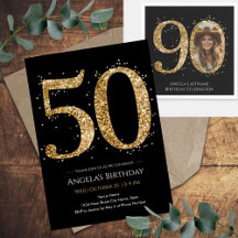 Gold Glitter Photo Adult Milestone Birthday Party