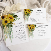 Elegant Black And White Sunflower Wedding Suite