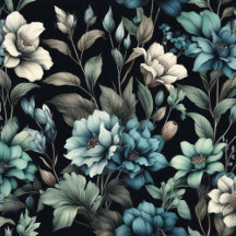 black blue floral