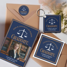 Navy Blue Gold Law School Graduation Party