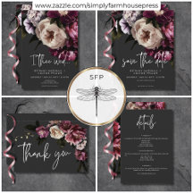 Modern Burgundy & Cream Peonies Floral Black