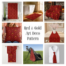 Luxury Red Gold Art Deco Abstract Pattern