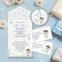 Sage Green Cute Boy With Stars& Flowers