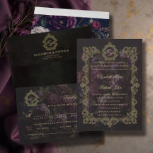 Moody Wedding Suite Victorian Lace Crest Peonies