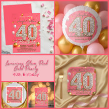 Luxurious Glam Pink Gold Pearly 40th Birthday