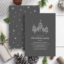 Cute Chalk Christmas Trees Black White