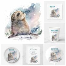 Winter Watercolor Seal - Birthday Party