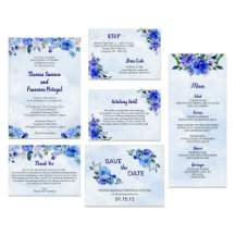 Royal Blue Watercolor Floral Wedding Collection