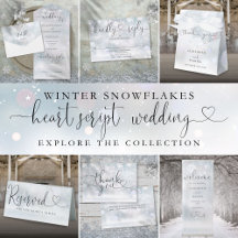 Winter Snowflakes Heart Script Wedding Collection