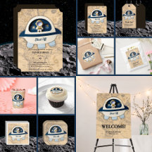 Blast Off! Modern Vintage Astronaut Baby Shower 