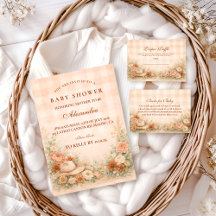 Peach Gingham Western Floral Baby Shower