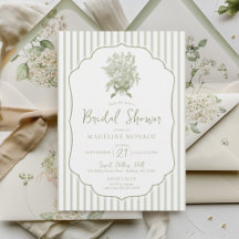 Sage Green Vintage Floral Bow Simple Bridal Shower