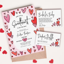 Little Sweetheart Valentine Pink Heart Baby Shower