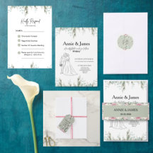 Sage Green Floral Wedding Stationery Suite Bundle