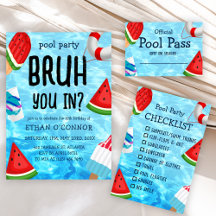 Pool Party Tropical Summer Water Birthday