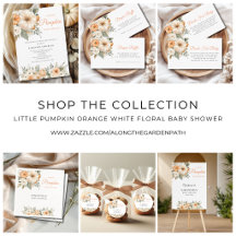 Little Pumpkin Orange White Floral Baby Shower