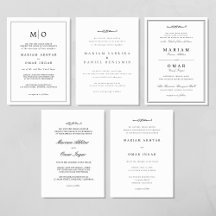 Elegant Black & White Muslim Wedding invitations