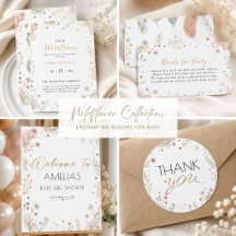 Boho Wildflower Botanical Baby Shower Suite