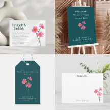 Teal Pink Floral Bridal Shower Collection