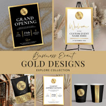 Elegant Modern Black White Gold Business Event