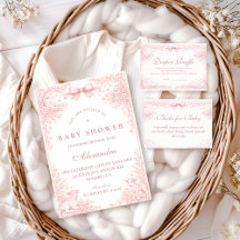 Pink Toile Lamb Vintage Baby Shower