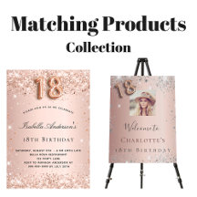 18th birthday - rose gold glitter balloon text