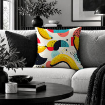 Modernist Eclectic Abstract Banana Art Pillows