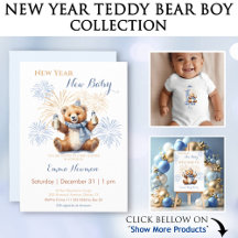 New Year Teddy Bear Boy Baby Shower