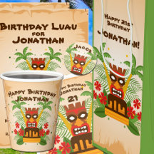Retro Hawaiian Tiki Bar Birthday Luau