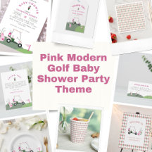 Pink Modern Golf Baby Shower Theme Party