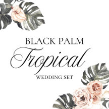 Black Palm Tropical Wedding Set