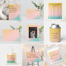 Retro Beach Vibes Pastel Gradient Wedding