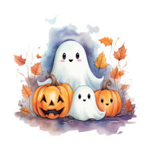 Spooky Halloween Pumpkin Ghost Illustration