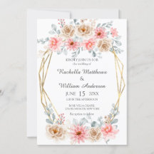 Beige & Peach Gold Geometric Wedding