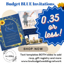 BLUE Budget Wedding Invitations 0.35 or less