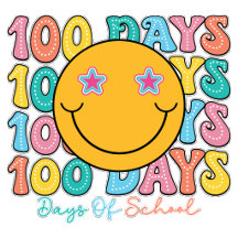 Retro 100 Days Of School Smiley Face Star Eyes