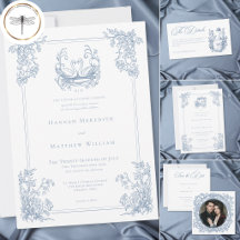 Vintage Elegant Blue Crest Garden Wedding