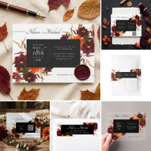Burgundy Dark Orange Dahlia Modern Rustic Wedding