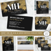 Elegant Black Gold Watercolor Professional Office