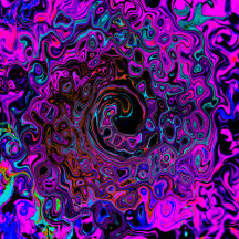 Trippy Black and Magenta Retro Liquid Swirl