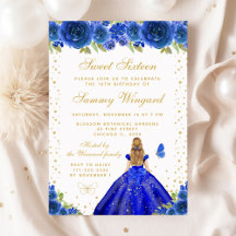 Royal Blue Floral Princess Birthday