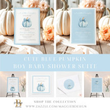 Cute Blue Pumpkin Boy Baby Shower Suite