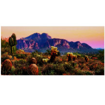 Superstition Mountain At Dusk In Purple And Blue