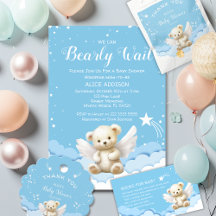 Baby Blue  We Can Bearly Wait Angel Teddy Bear 