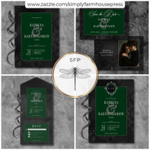 Dark Gothic Black Floral Satin Damask Green